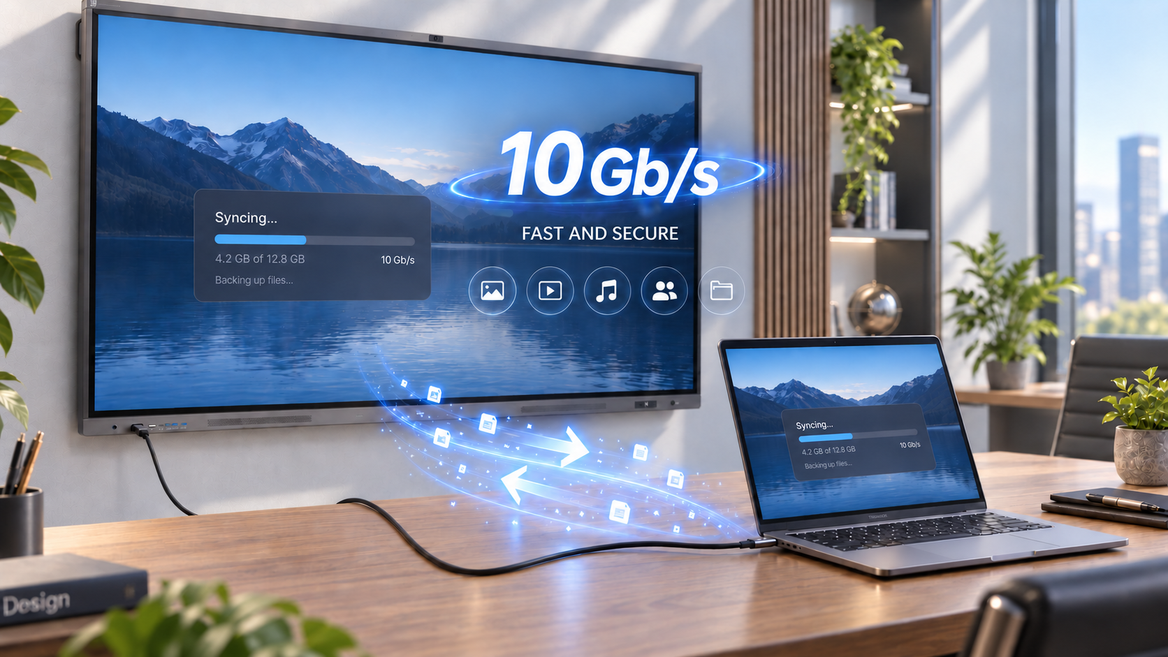 Avtek C-Fiber - laptop connected to an interactive display