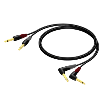 Kabel PROCAB CLA603/3, 2 x 6.3 mm jack (M) mono do 2 x 6.3 mm jack (M) mono kątowy (3m)