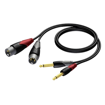 Kabel PROCAB CLA708/1.5, 2x XLR (M) do 2x 6,3 mm jack (M) mono (1,5m)