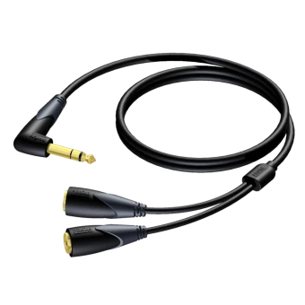 PROCAB CLA720/1.5 6.3 mm Jack angled male stereo - 2 x 6.3 mm Jack female stereo 1,5 meter