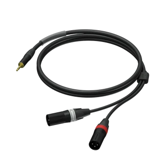 Kabel PROCAB PRA712/3, jack 3,5mm (M) stereo do 2x XLR (M) (3m)