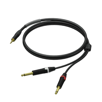 Kabel PROCAB PRA713/3, jack 3,5mm (M) stereo do 2x jack 6,3mm (M) mono (3m)