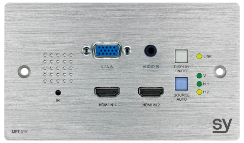 Nadajnik ścienny SY MFT-31V-W 2x HDMI, 1x VGA i Audio (Szczotkowane aluminium) UK