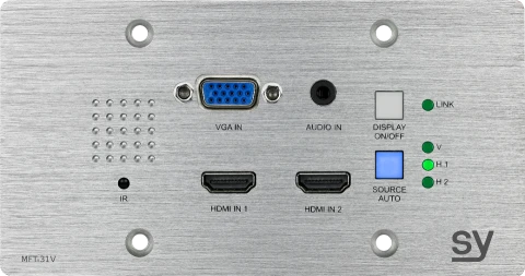 Nadajnik ścienny SY MFT-31VE 2x HDMI, 1x VGA i Audio (Szczotkowane aluminium)