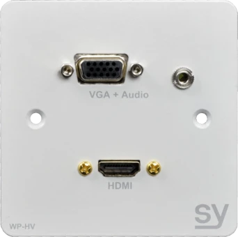 Panel ścienny SY WP-HV-BW 1x HDMI, 1x VGA i Audio (Szczotkowane aluminium) UK